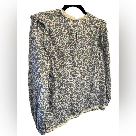 J.Crew Flutter Sleeve Shadow Stripe Floral Blouse - Picture 4 of 8